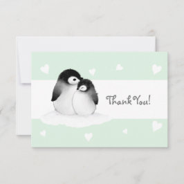 Mint Heart Penguin - tackkort Tack Kort