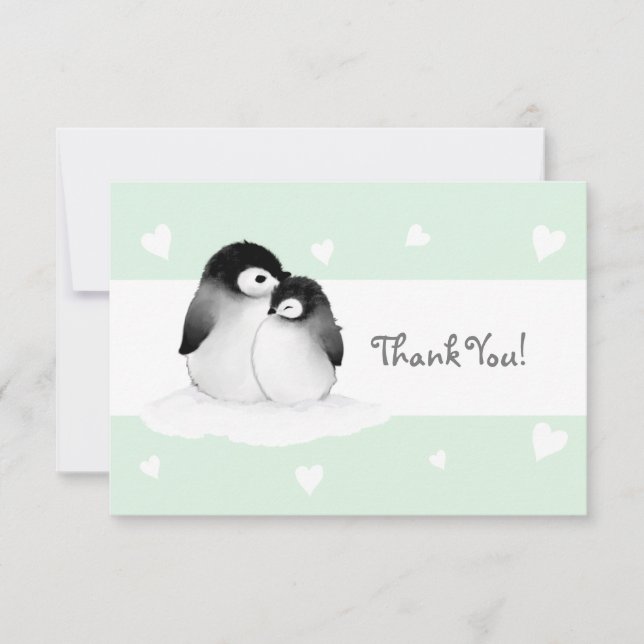 Mint Heart Penguin - tackkort Tack Kort (Framsida)