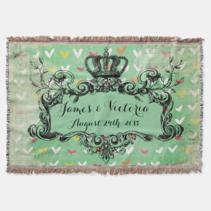 Mint Hearts Personligt bröllp Royal Krona Throw Mysfilt