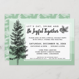 Mint Helgdag Träd i Rustic Gräs - Middag i Party Inbjudningar