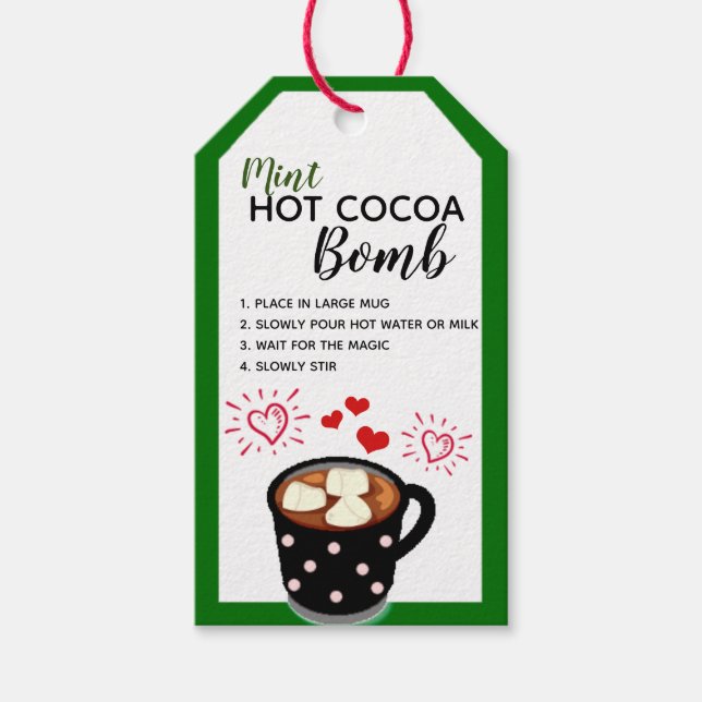 Mint Hett Cocoa Bomb Märkre Presentetikett (Framsidan)