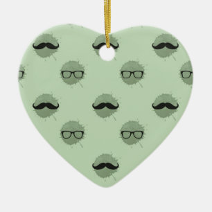 Mint Hipster Mustacher Julgransprydnad Keramik