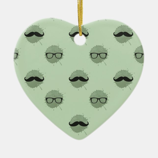 Mint Hipster Mustacher Julgransprydnad Keramik (Framsidan)