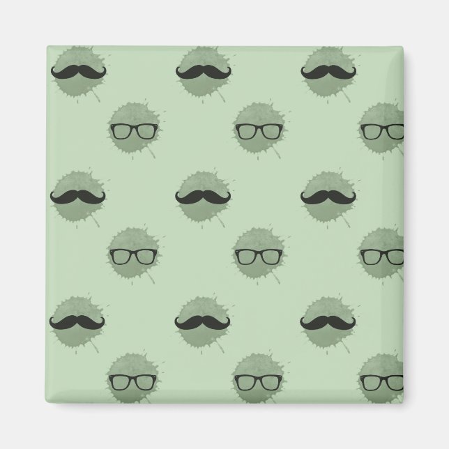 Mint Hipster Mustacher Magnet (Framsidan)