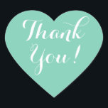 Mint hjärtform bröllopsförmån tack för klistermärk hjärtformat klistermärke<br><div class="desc">Mint-hjärtformen bröllop gynnar tack vare klistermärken. Mint grönt och vit bakgrund eller anpassningsbar färg. Elegantens skripttypografi. Använda som romantiska kuvertförseglingar/förseglare eller som ett favoritmärke för bröllop för att tacka gästerna. Cute kärlek-symbol med snyggt. Händer också till andra tillfälle som babydusch,  förlovningsfest,  årsdag osv.</div>