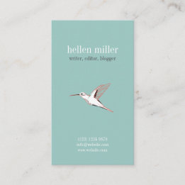 Mint hummingbird elegant minimal cute visit card visitkort