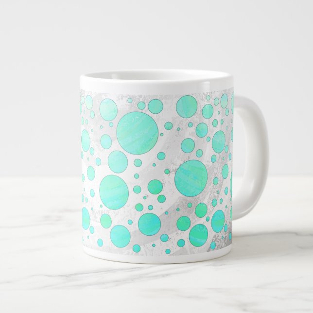 Mint Ice Aqua Blue Polka dots Jumbo Mugg (Framsida höger)
