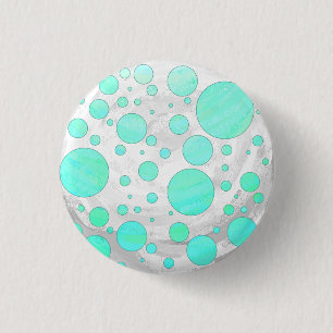 Mint Ice Aqua Blue Polka dots Knapp