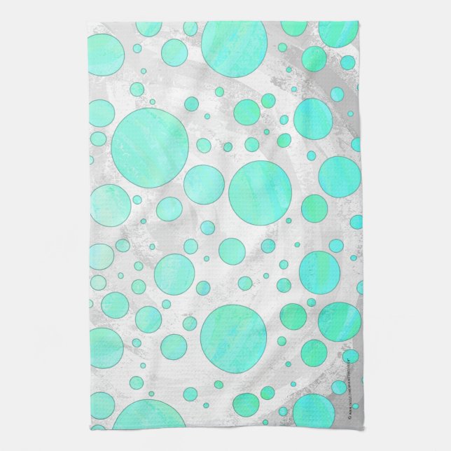 Mint Ice Aqua Blue Polka dots Kökshandduk (Vertikal)