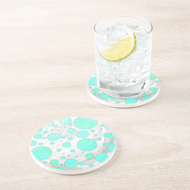 Mint Ice Aqua Blue Polka dots Underlägg (Sidan)