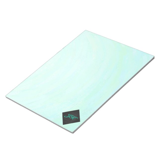 Mint Ice Blue och Black Monogram Anteckningsblock (Vinklad)