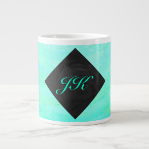 Mint Ice Blue och Black Monogram Jumbo Mugg