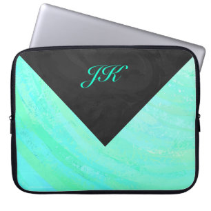 Mint Ice Blue och Black Monogram Laptop Fodral