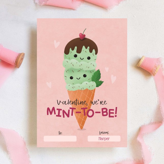 Mint Ice Cream Classroom Valentine Inbjudningar (Skapare uppladdad)