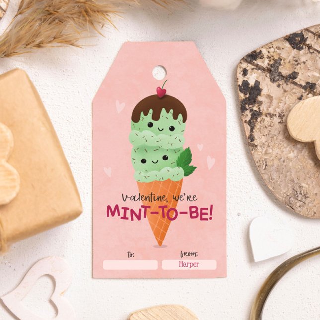 Mint Ice Cream Classroom Valentine Presentetikett (Skapare uppladdad)