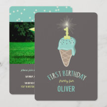 Mint Ice Cream Sparkler One Boy 1st Birthday Party