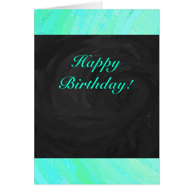 Mint Isblå och svart monogram Hälsningskort (Framsidan)