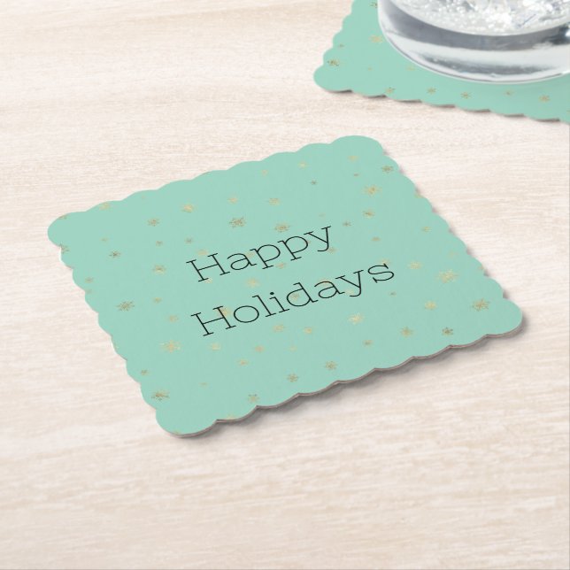 Mint jul Guld Snöflingor Underlägg Papper (Vinklad)