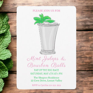 Mint Julep Bourbon Bollar Horse Tävling Derby Day Inbjudningar
