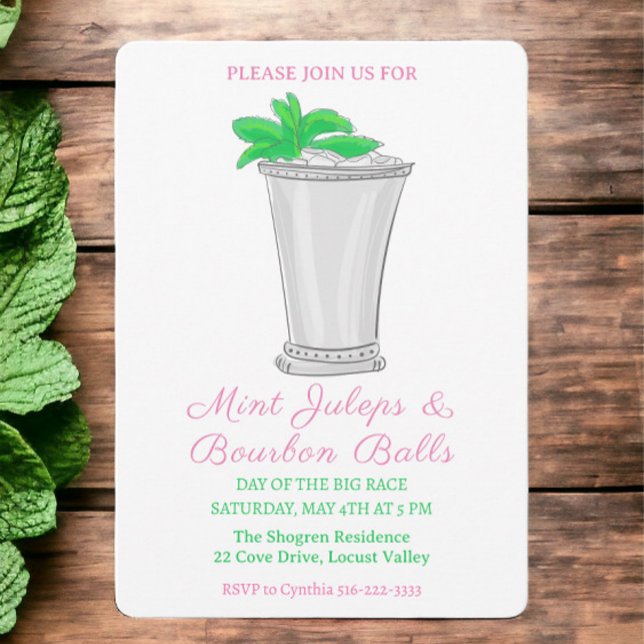 Mint Julep Bourbon Bollar Horse Tävling Derby Day Inbjudningar (Skapare uppladdad)