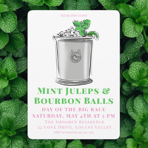 Mint Julep Bourbon Bollar Horse Tävling Derby Part Inbjudningar