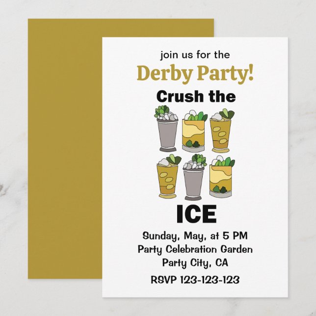 Mint Julep Cocktail Krossa Isen Derbyfest Inbjudningar (Fram/baksida)