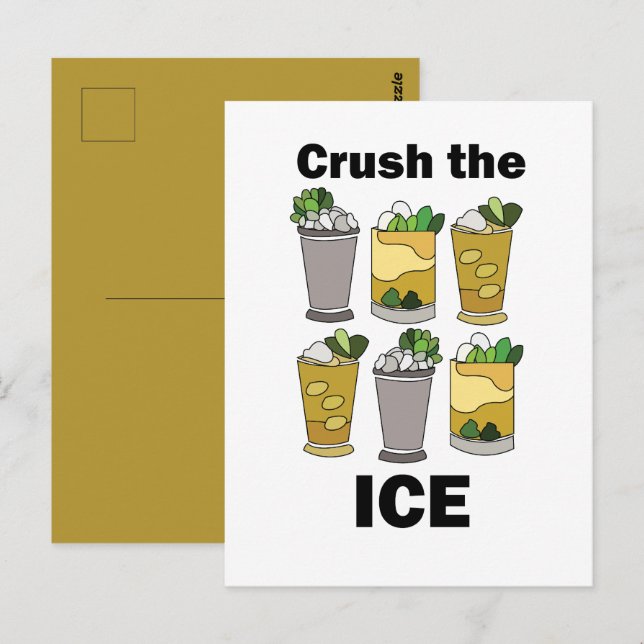 Mint Julep Cocktail Krossa Isen Roligt Vykort (Fram/baksida)