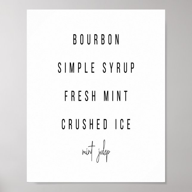 Mint Julep Cocktail Recipe Poster (Framsidan)