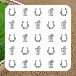 Mint Julep-cocktails & Hästsportsmönster tävlingsd Underlägg Papper Kvadrat