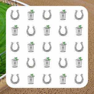Mint Julep-cocktails & Hästsportsmönster tävlingsd Underlägg Papper Kvadrat