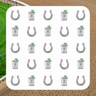 Mint Julep-cocktails & Hästsportsmönster tävlingsd Underlägg Papper Kvadrat