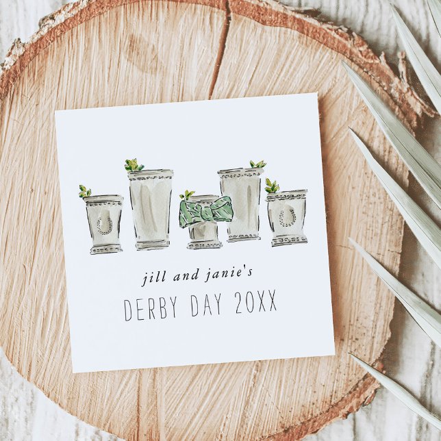Mint Julep Derby Day Party Pappersservett (Mint Julep Watercolor Illustrated Derby Day Party Cocktail Napkins)