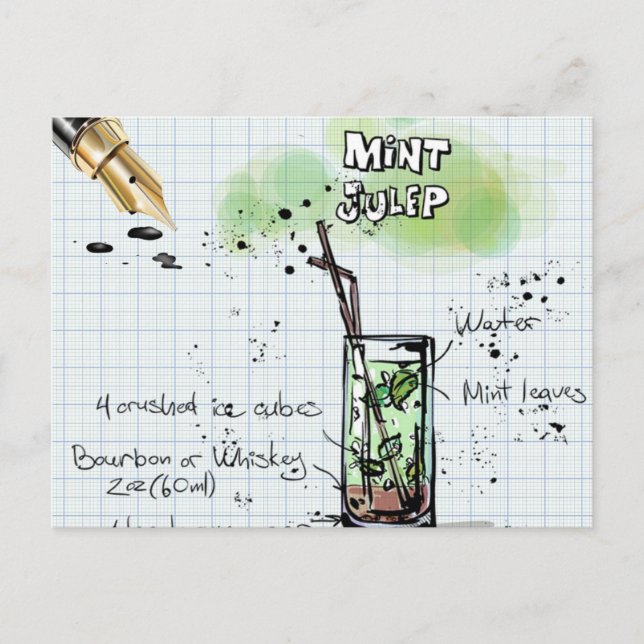 MINT JULEP DERBY PARTY INBJUDANDE VYKORT (Framsida)