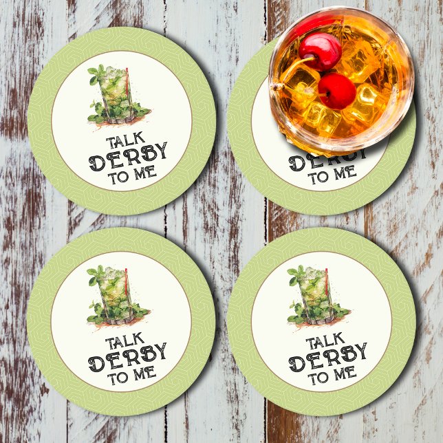 Mint Julep Derby Underlägg Papper Rund (Mint Julep Talk Derby to Me Round Paper Coasters)