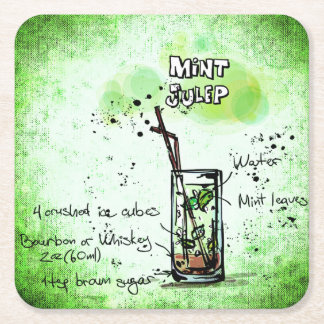 Mint Julep Drink Recept Underlägg Papper Kvadrat