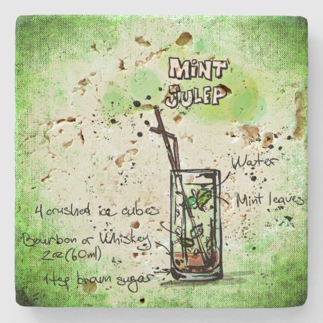 Mint Julep Drink Recept Underlägg Sten (Framsidan)