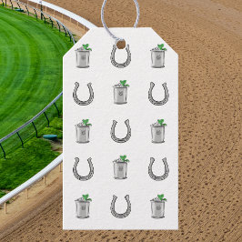 Mint Julep & Horseshoe Pattern Derby Party Favor Presentetikett