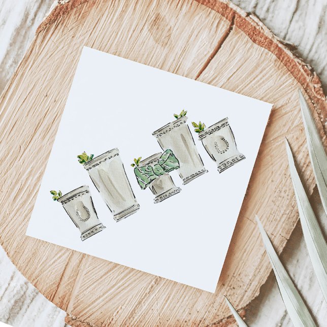 Mint Julep Illustrated Horse Tävling Derby Day Pappersservett (Mint Julep Watercolor Illustrated Horse Race Derby Day Cocktail Napkins)