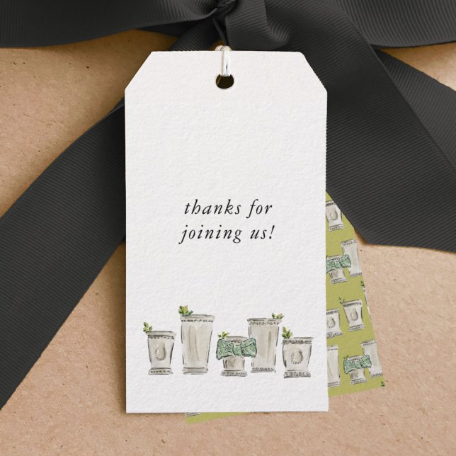 Mint Julep Presentetikett (Watercolor mint julep gift tag.)