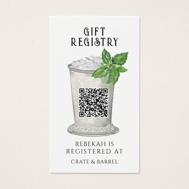 Mint Julep | Registreringskort för QR-kod Visitkort (Framsidan)