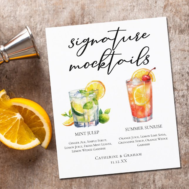 Mint Julep Summer Sunrise Wedding Mocktails Meny (Skapare uppladdad)