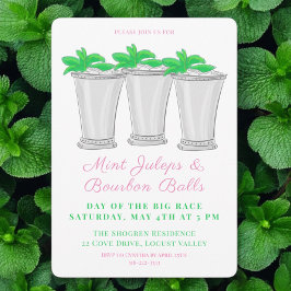 Mint Juleps Bourbon Bollar Horse Tävling Derby Day Inbjudningar