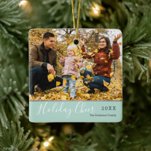 Mint Julglädje Familj Jul Foto Julgransprydnad Keramik