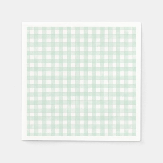 Mint Klassisk Gingham Pappersservett (Framsidan)