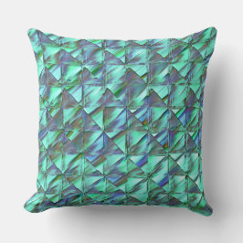 Mint-kvadrater nedfläckad med smutsig blå, etsad,  kudde