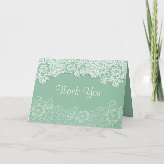 Mint Lace Bröllop - Tack Kort (Framsida)