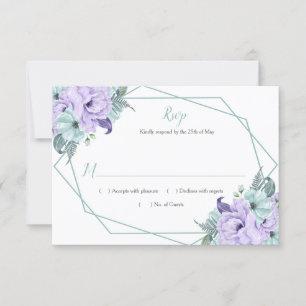 Mint Lavender Watercolor Peonies Geometric OSA Kort