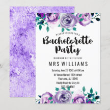 Mint & Lila Blommigt Bachelorette Party-inbjudan