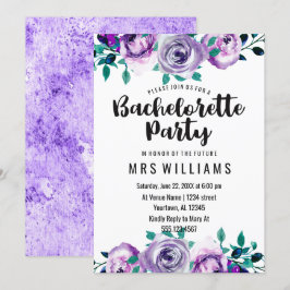 Mint & Lila Blommigt Bachelorette Party-inbjudan Inbjudningar