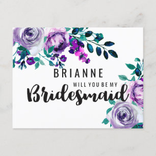 Mint & Lila Blommigt, blir du min gradesaid Inbjudningar
